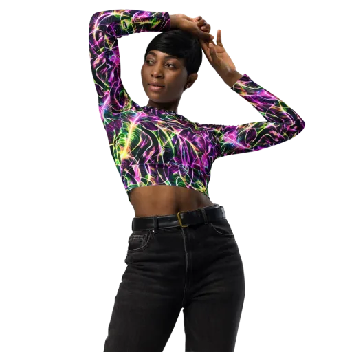 Cyber Botanical on a Long Sleeve Crop Top