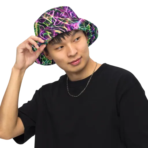Cyber Botanical on a Reversible Bucket Hat