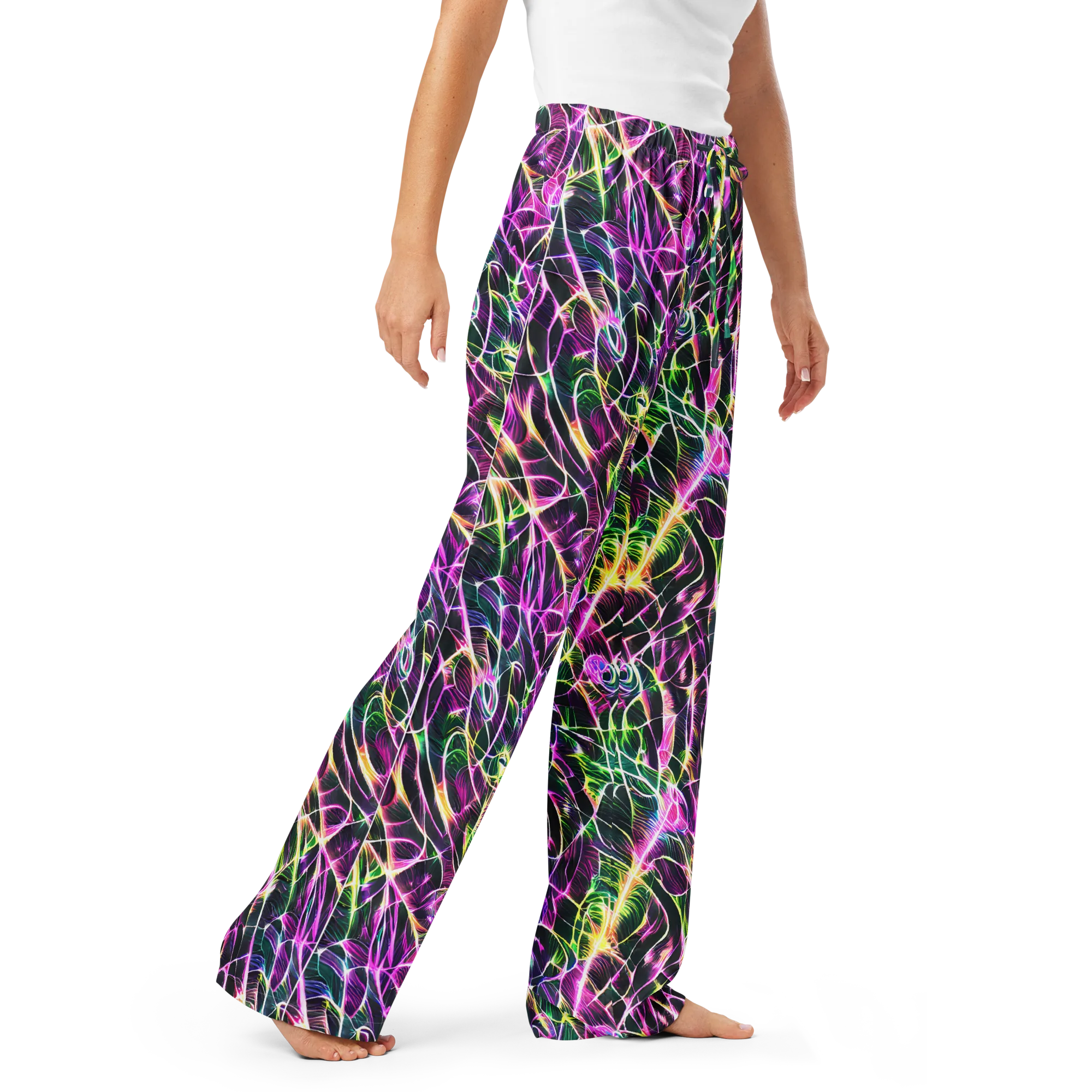 Cyber Botanical on Women's Pajama Pants — Right Front