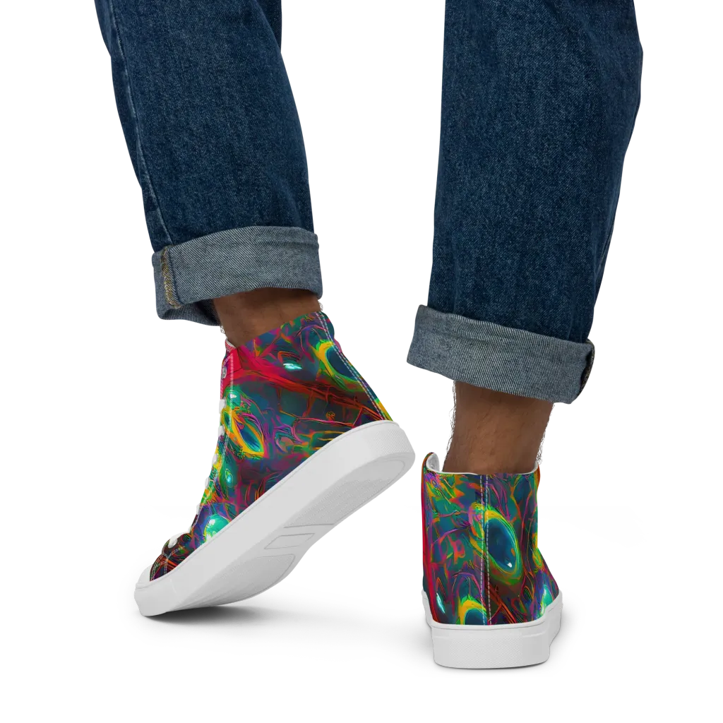Aurora Grove on Men's High Top Canvas Shoes — Back