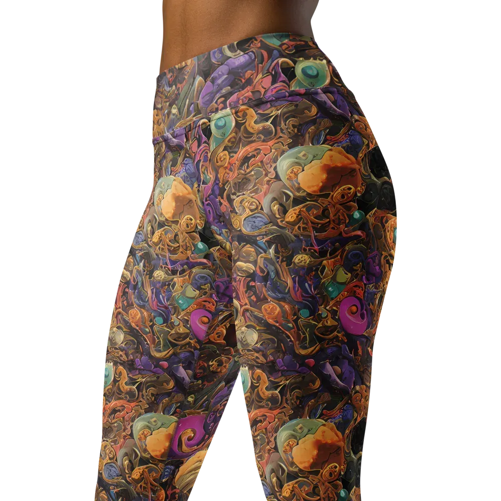 Baroque Nebula on Yoga Leggings — Left Front