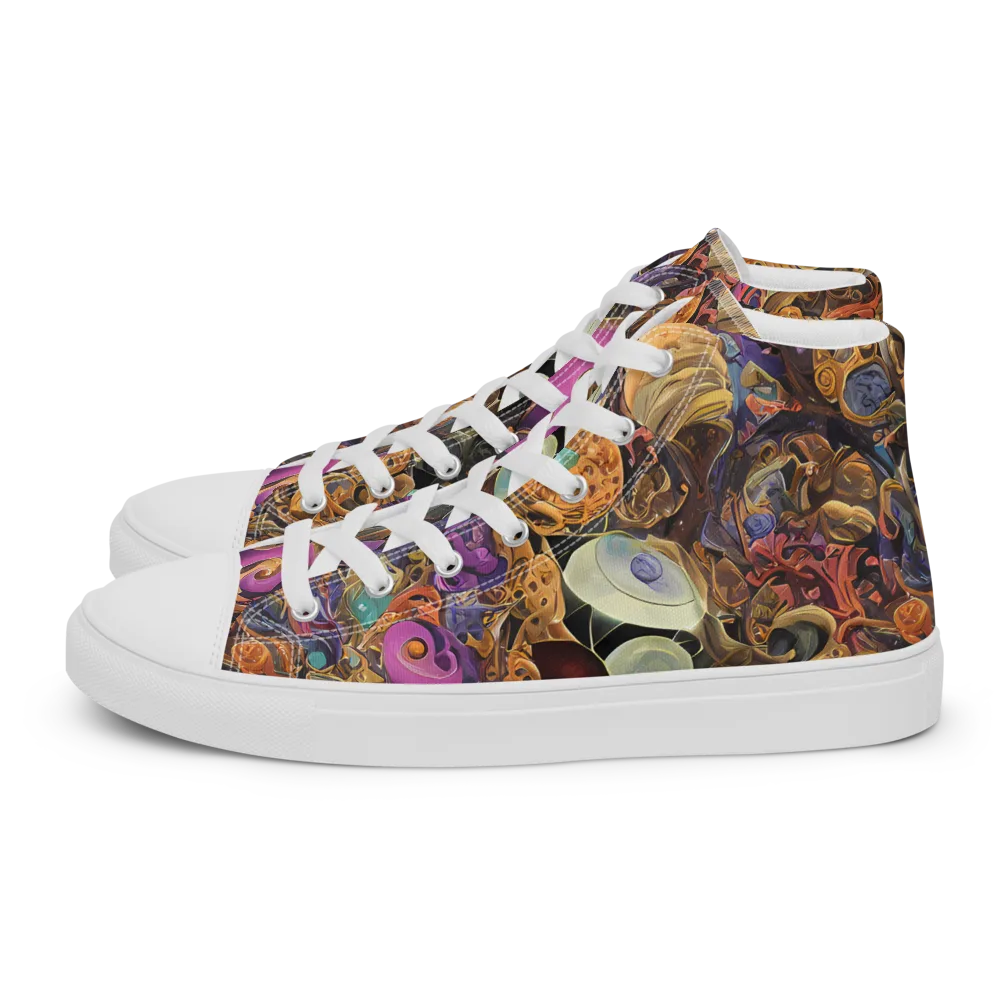 Baroque Nebula on Men's High Top Canvas Shoes — Left