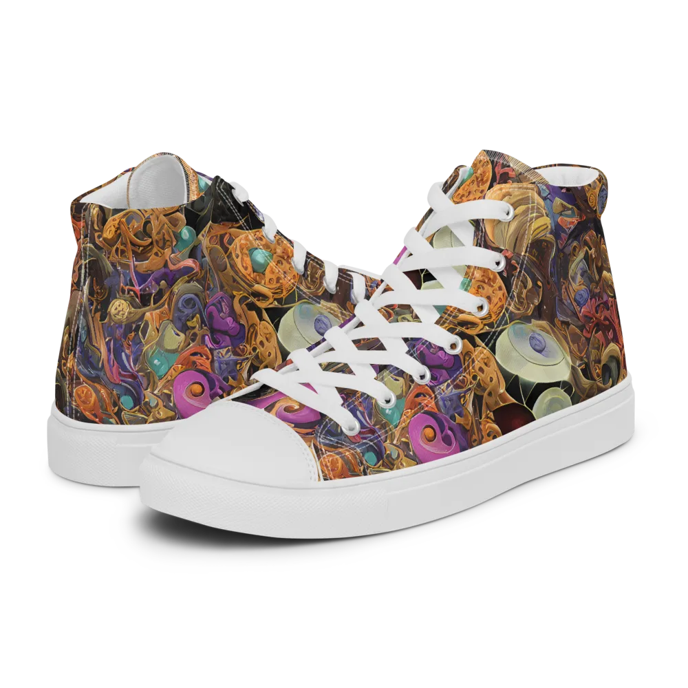 Baroque Nebula on Men's High Top Canvas Shoes — Left