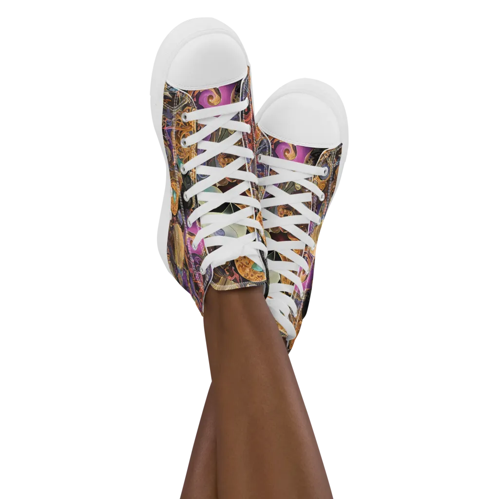 Baroque Nebula on Women's High Top Canvas Shoes — Front