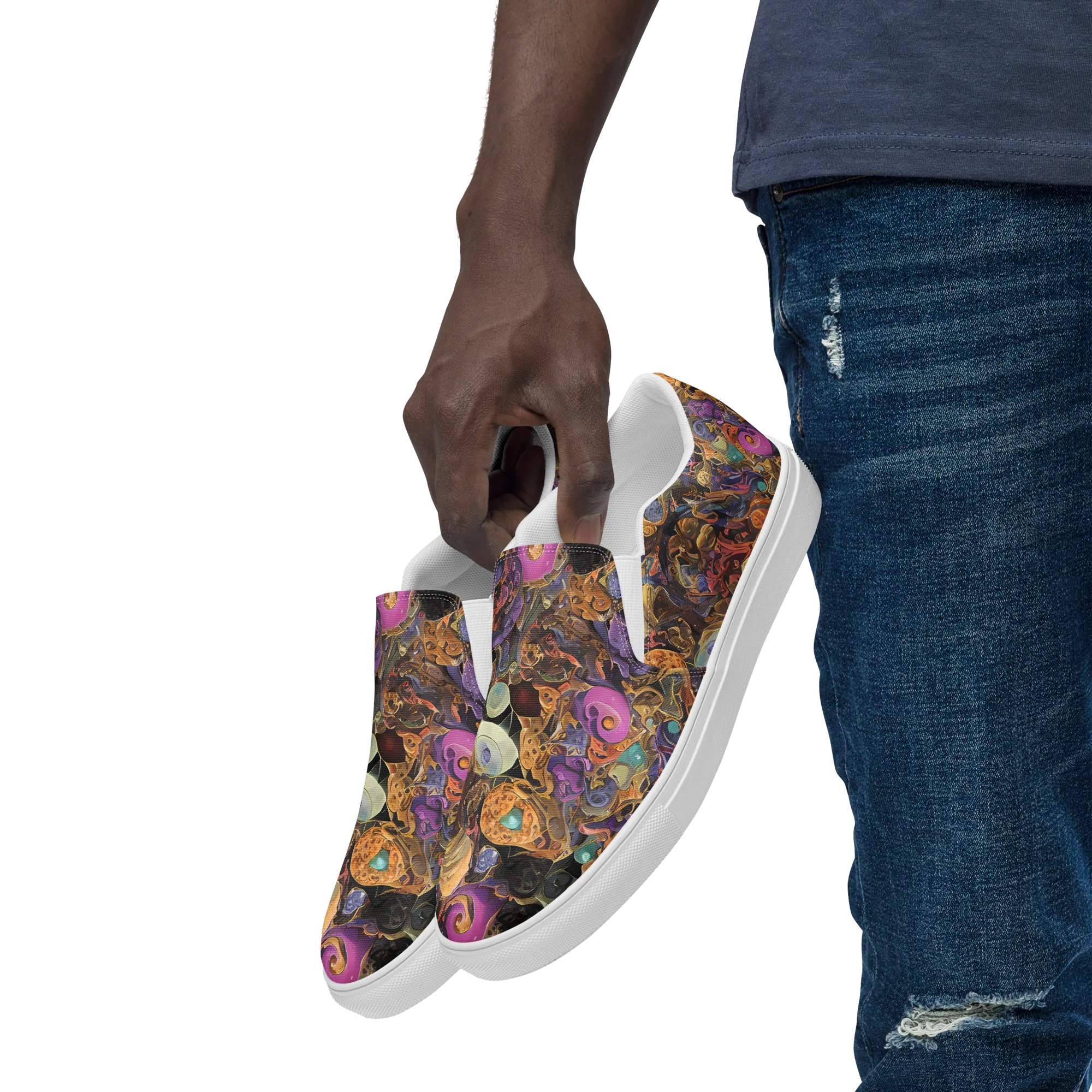 Baroque Nebula on Men's Slip-On Canvas Shoes — Left Front