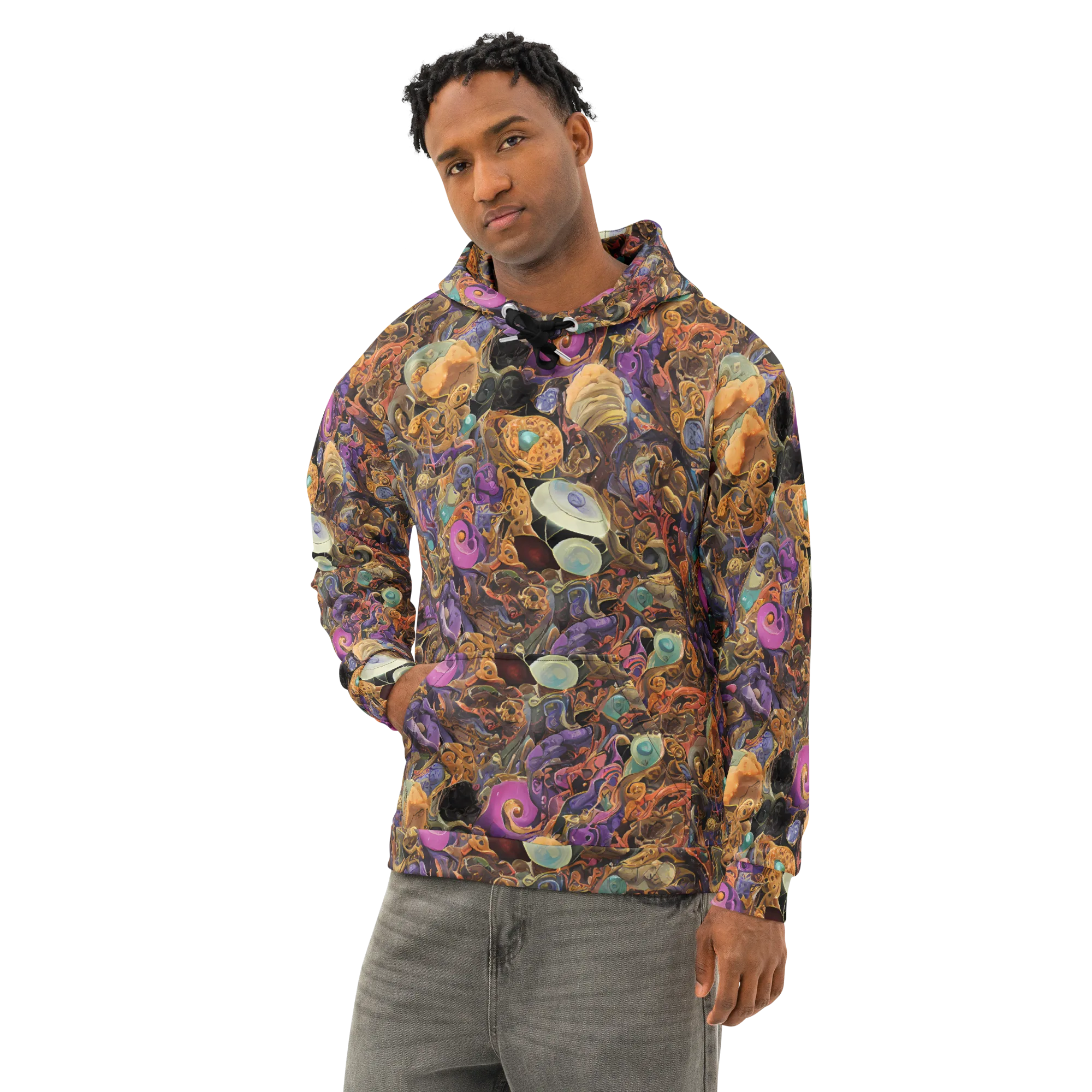 Baroque Nebula on Cotton Hoodie — Left Front