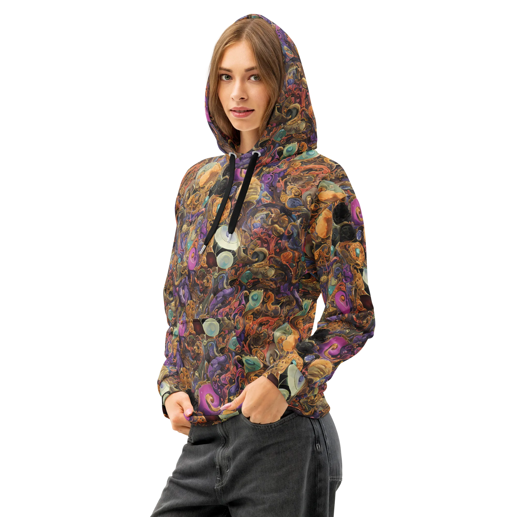 Baroque Nebula on Cotton Hoodie — Left Front