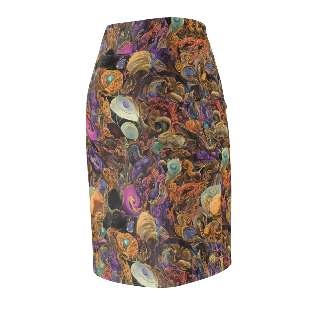Baroque Nebula on Pencil Skirt — Back Side