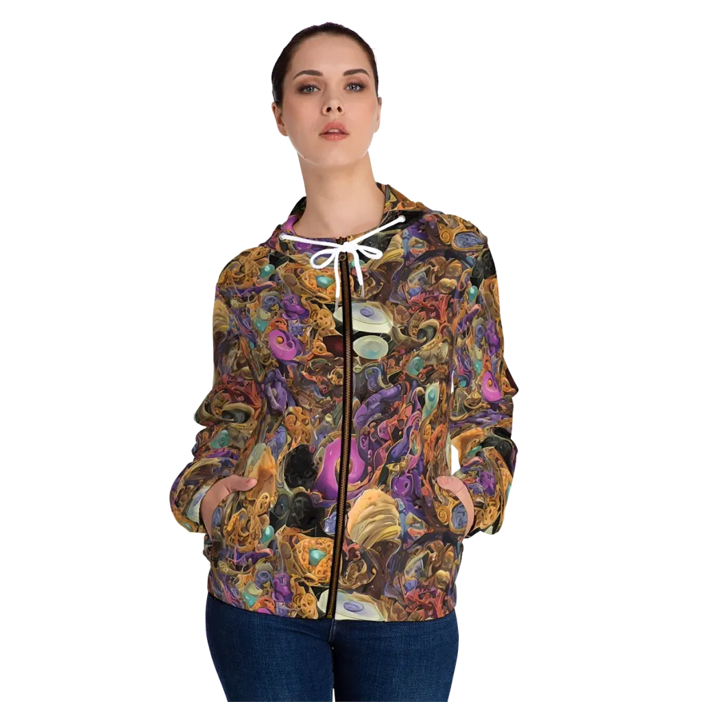Baroque Nebula on Women's Full-Zip Hoodie — Front On Person