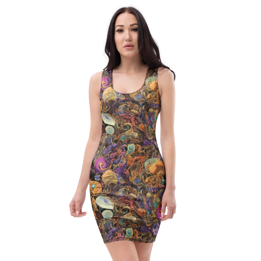 Baroque Nebula on Bodycon Dress — Front
