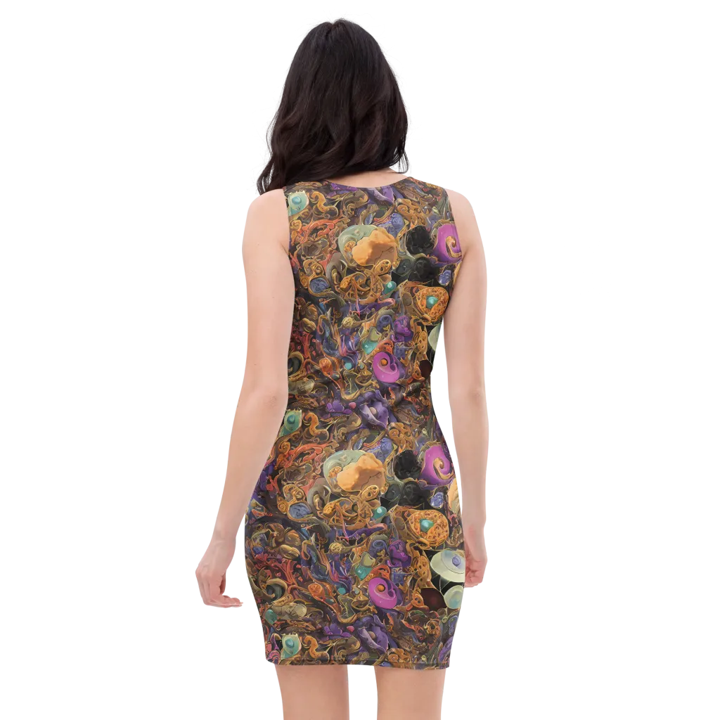 Baroque Nebula on Bodycon Dress — Back