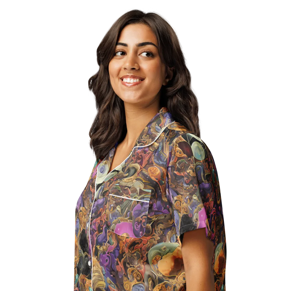 Baroque Nebula on Women's Short Sleeve Pajama Top — Left Front