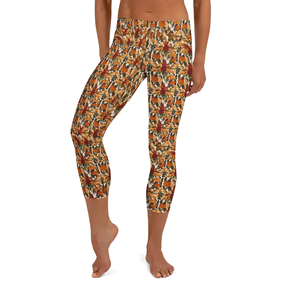 Rust Bloom on Capri Leggings — Front