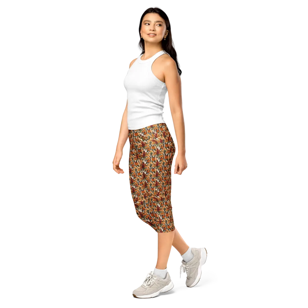 Rust Bloom on Capri Leggings — Left Front