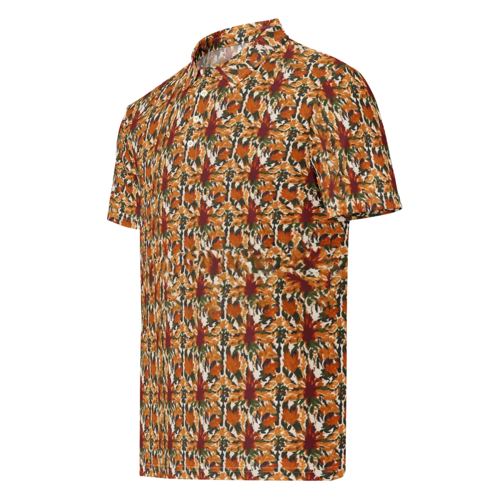 Rust Bloom on Men's Slim Fit Polo Shirt — Left Front
