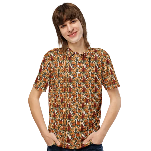 Rust Bloom on a Men's Slim Fit Polo Shirt