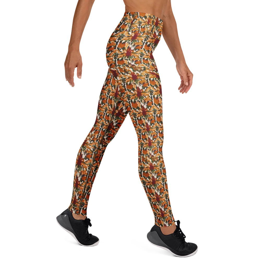Rust Bloom on Yoga Leggings — Right