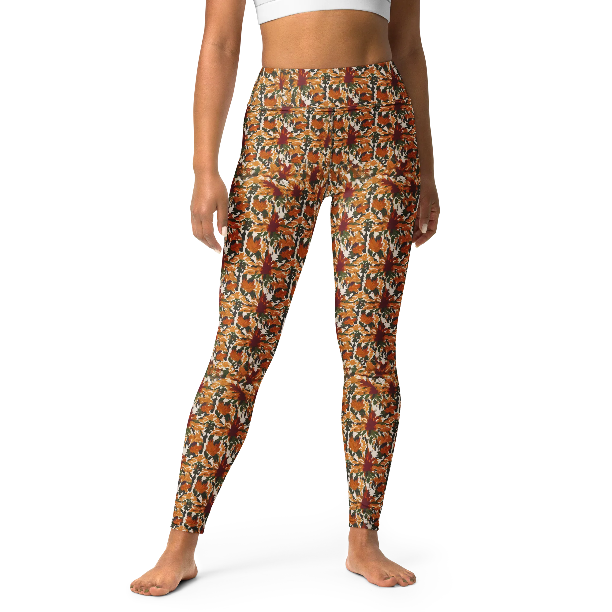 Rust Bloom on Yoga Leggings — Front