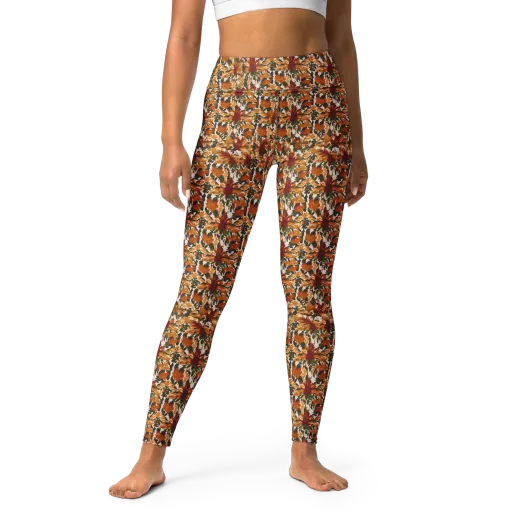 Rust Bloom on a Yoga Leggings