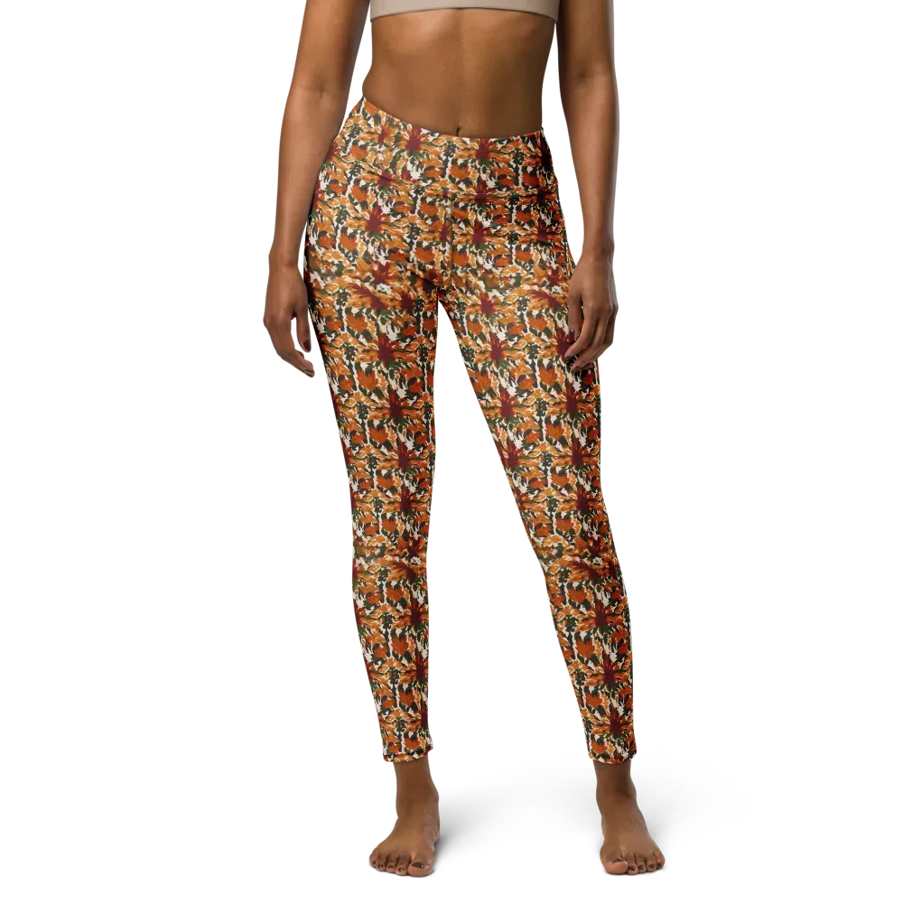 Rust Bloom on Yoga Leggings — Front