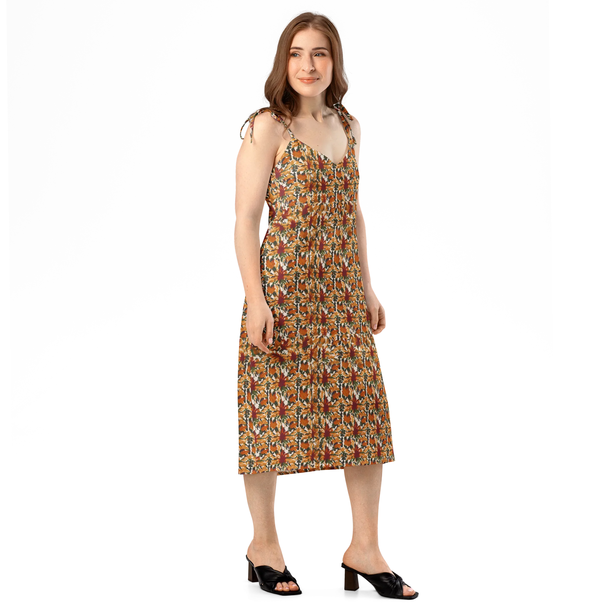 Rust Bloom on Slip Dress — Right Front