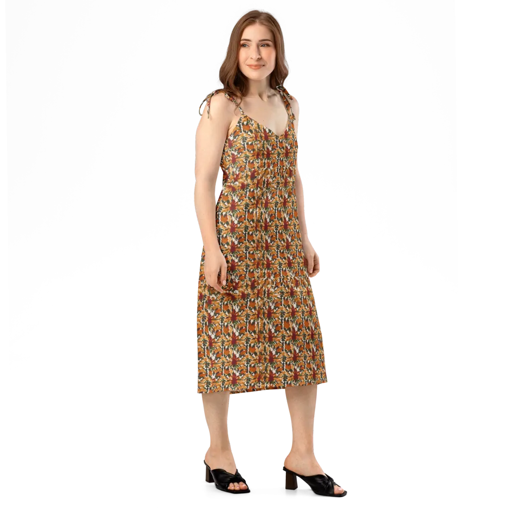 Rust Bloom on Slip Dress — Right Front