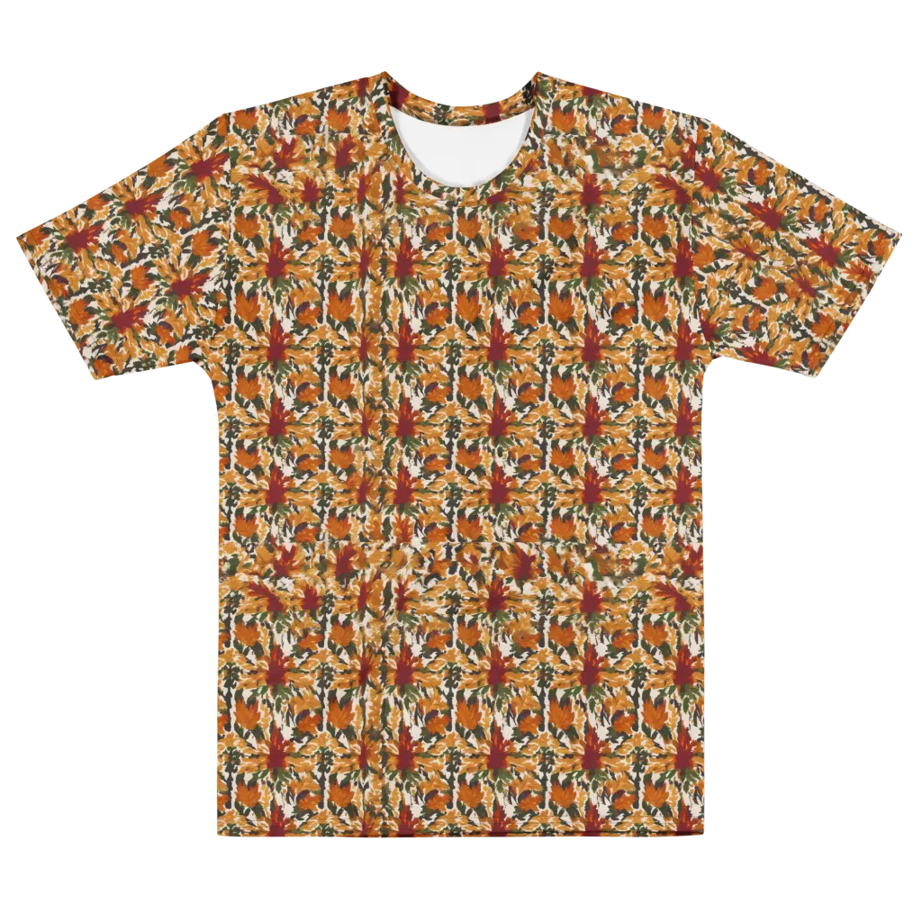 Rust Bloom on Men's Cotton Crew Neck T-Shirt — Front