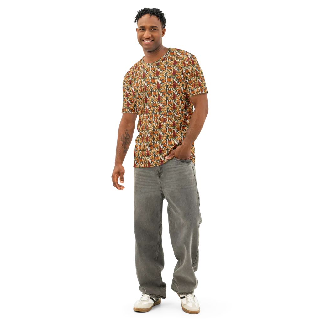 Rust Bloom on Men's Cotton Crew Neck T-Shirt — Front