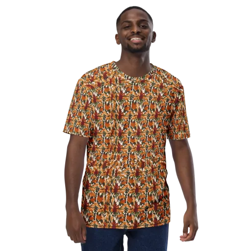 Rust Bloom on a Men's Crew Neck T-Shirt