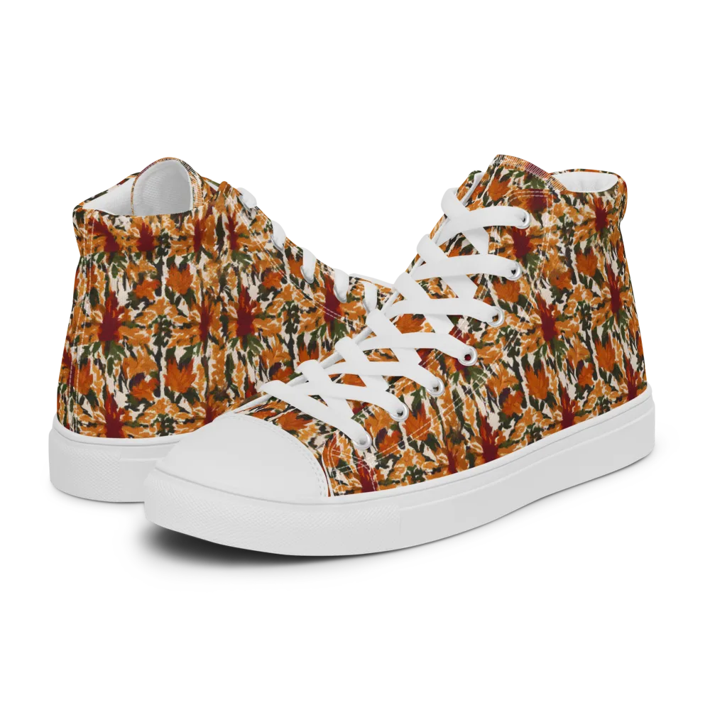 Rust Bloom on Men's High Top Canvas Shoes — Left