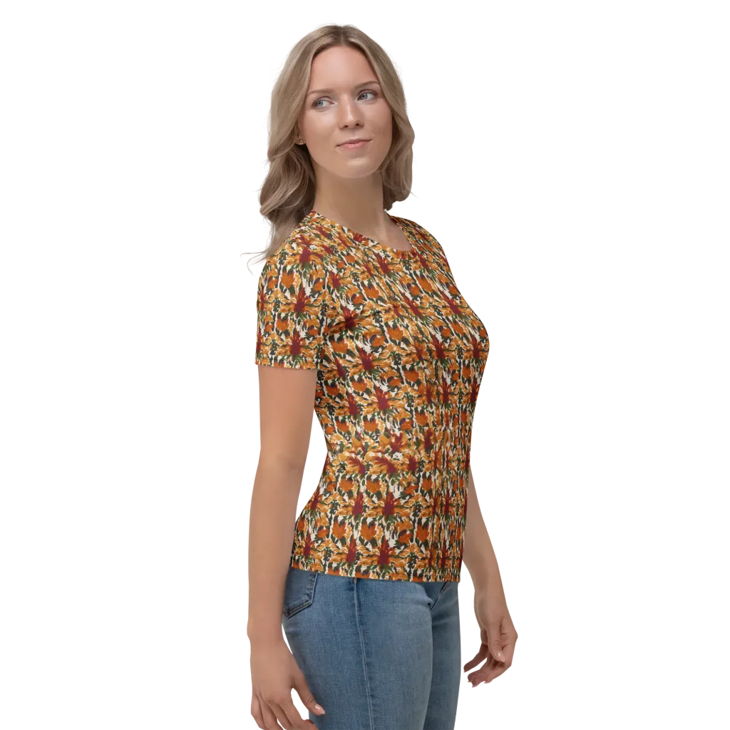 Rust Bloom on Women's Crew Neck T-Shirt — Right