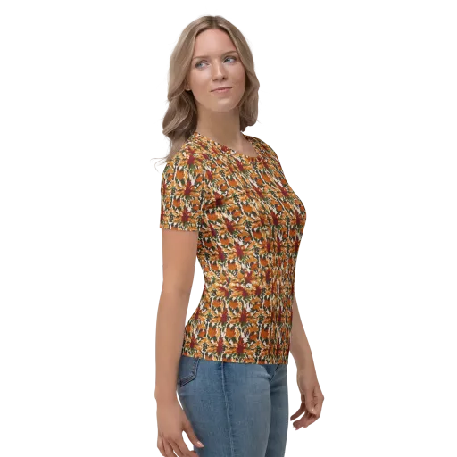 Rust Bloom on a Women's Crew Neck T-Shirt