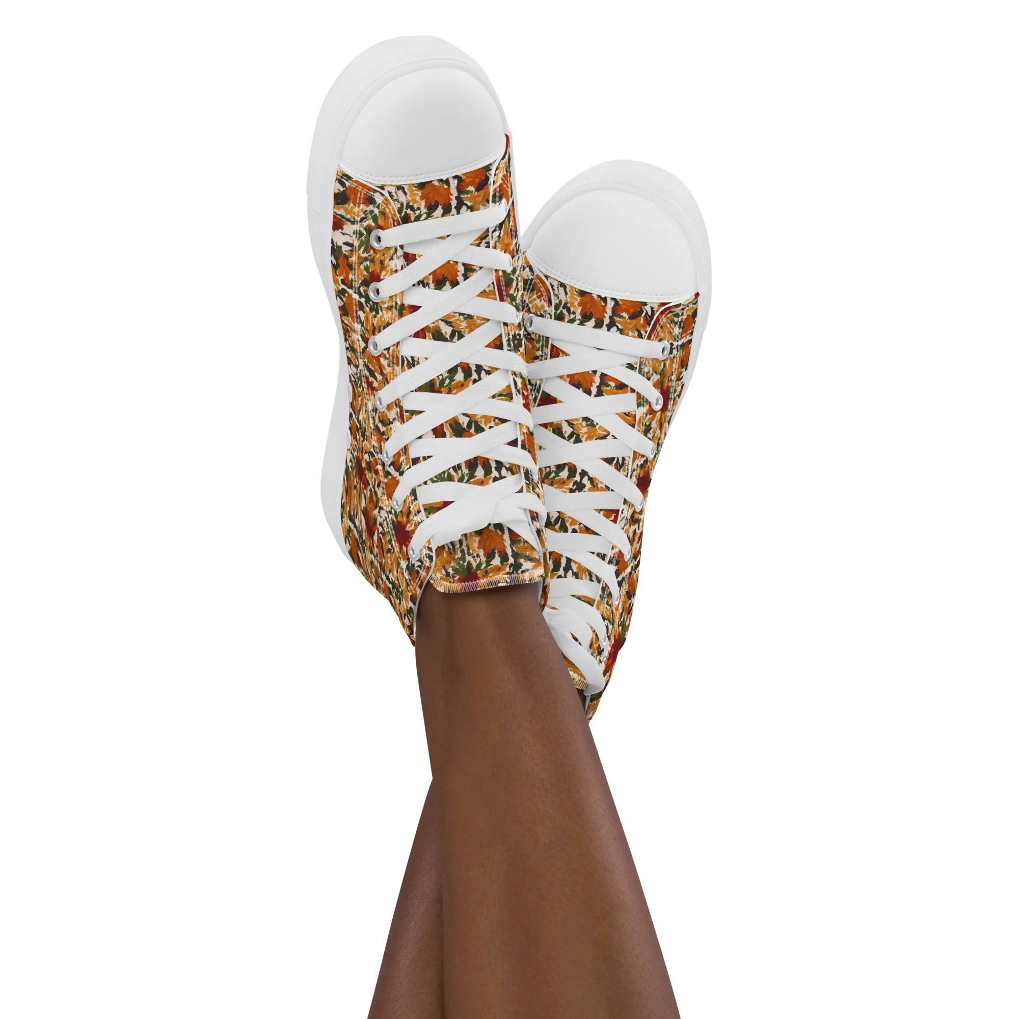 Rust Bloom on Women's High Top Canvas Shoes — Front