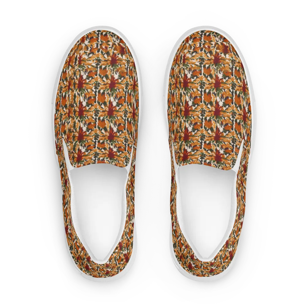 Rust Bloom on Men's Slip-On Canvas Shoes — Front