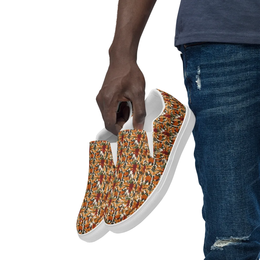 Rust Bloom on Men's Slip-On Canvas Shoes — Left Front