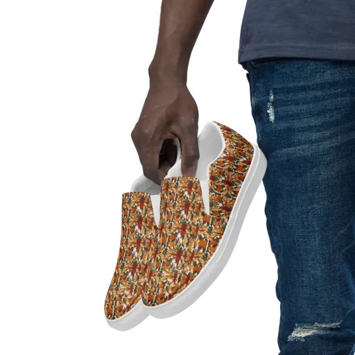 Rust Bloom on a Men's Slip-On Canvas Shoes