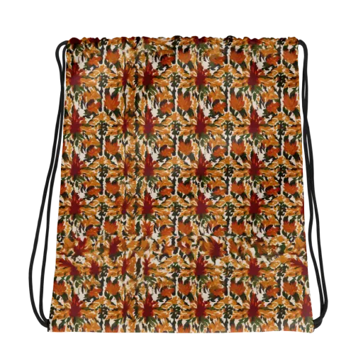 Rust Bloom on a Drawstring Bag