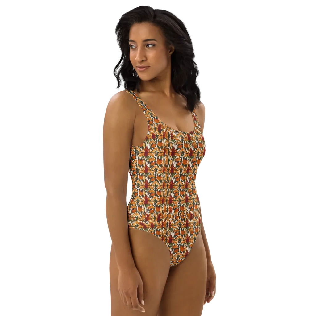 Rust Bloom on One-Piece Swimsuit — Right
