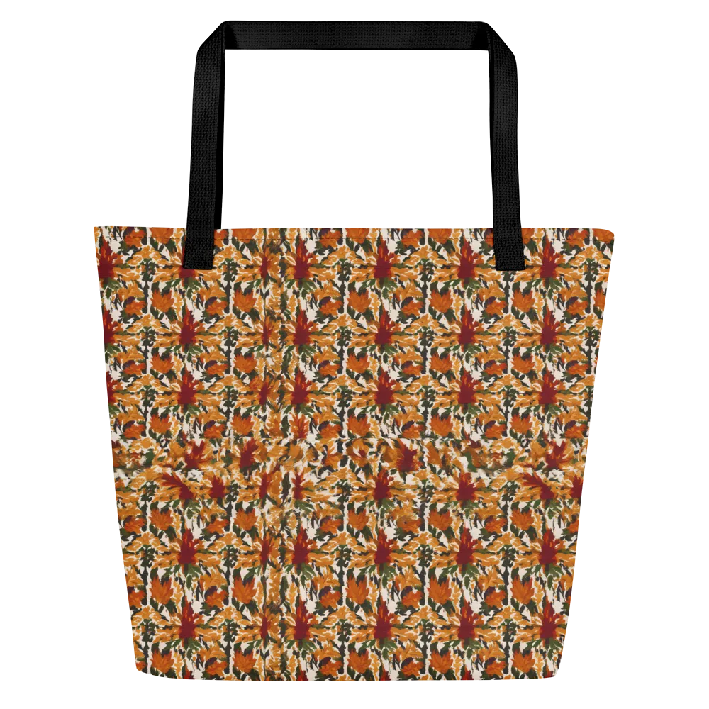 Rust Bloom on Large Tote Bag W/ Pocket — Front