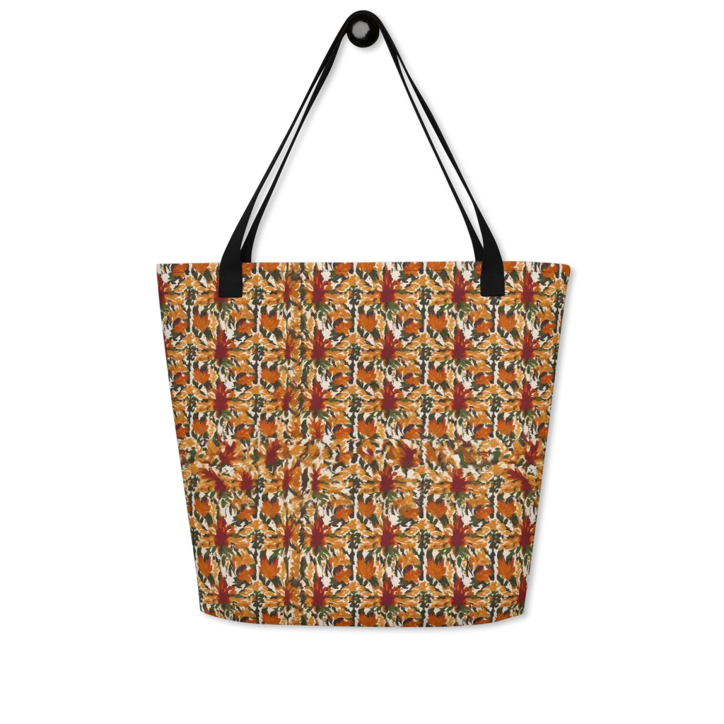 Rust Bloom on Large Tote Bag W/ Pocket — Front