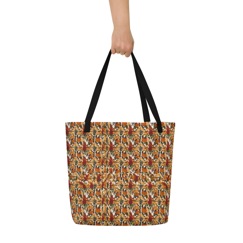 Rust Bloom on Large Tote Bag W/ Pocket — Front