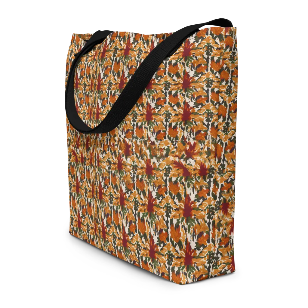 Rust Bloom on Large Tote Bag W/ Pocket — Front
