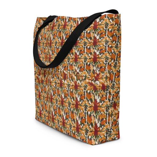 Rust Bloom on a Large Tote Bag W/ Pocket