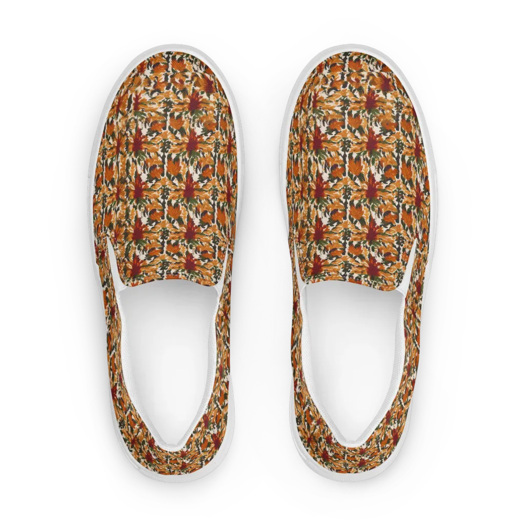Rust Bloom on Women's Slip-On Canvas Shoes — Front