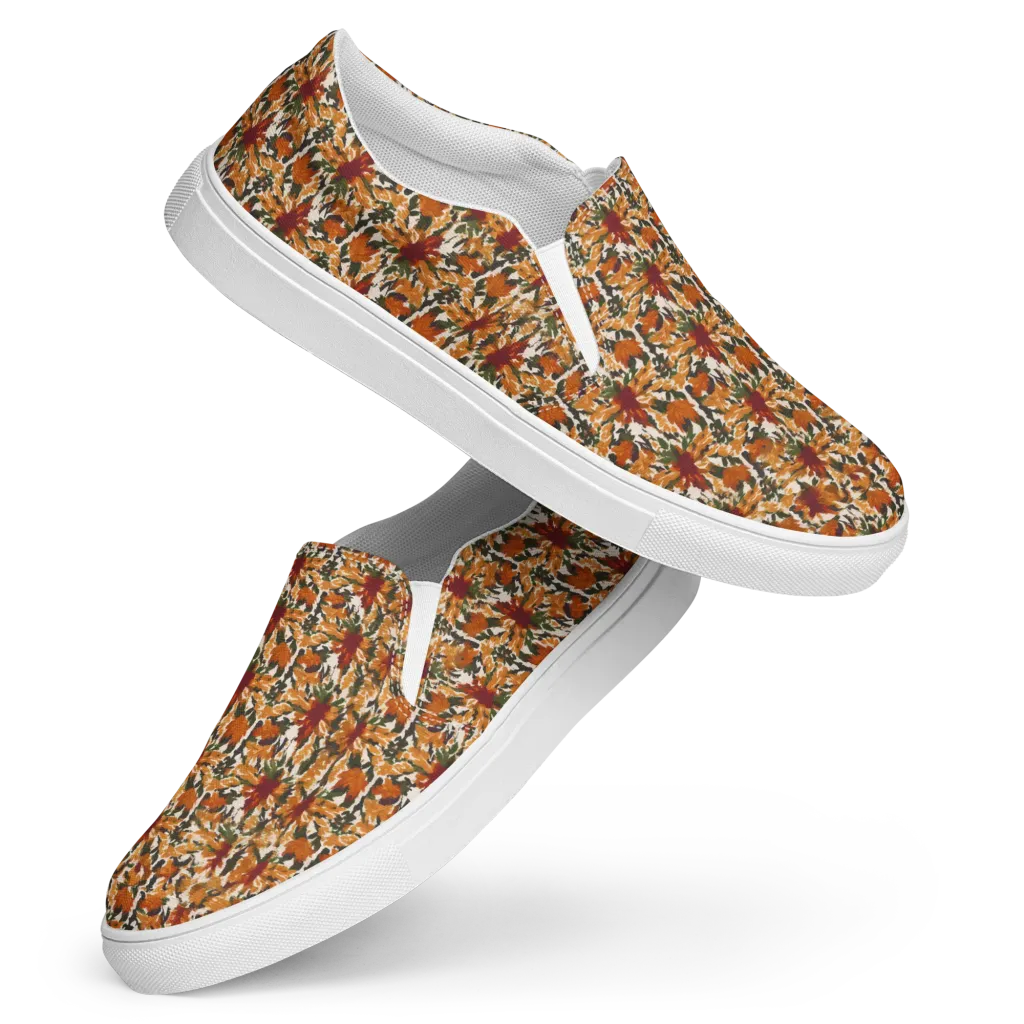 Rust Bloom on Women's Slip-On Canvas Shoes — Front