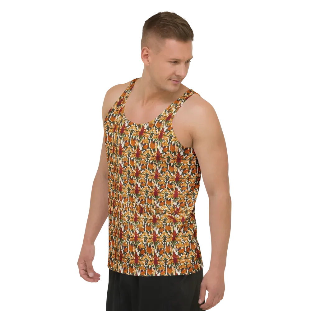 Rust Bloom on Men's Tank Top — Left Front