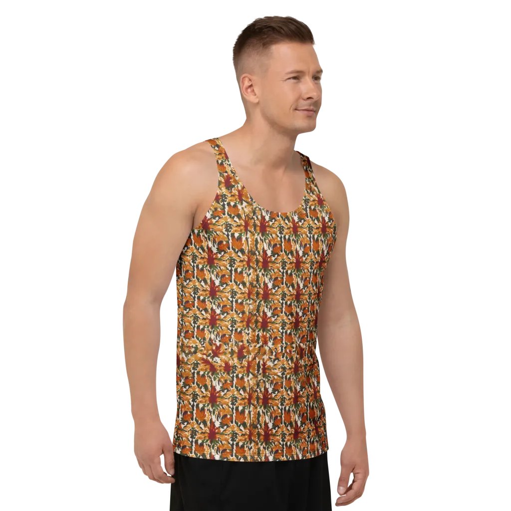 Rust Bloom on Men's Tank Top — Right Front