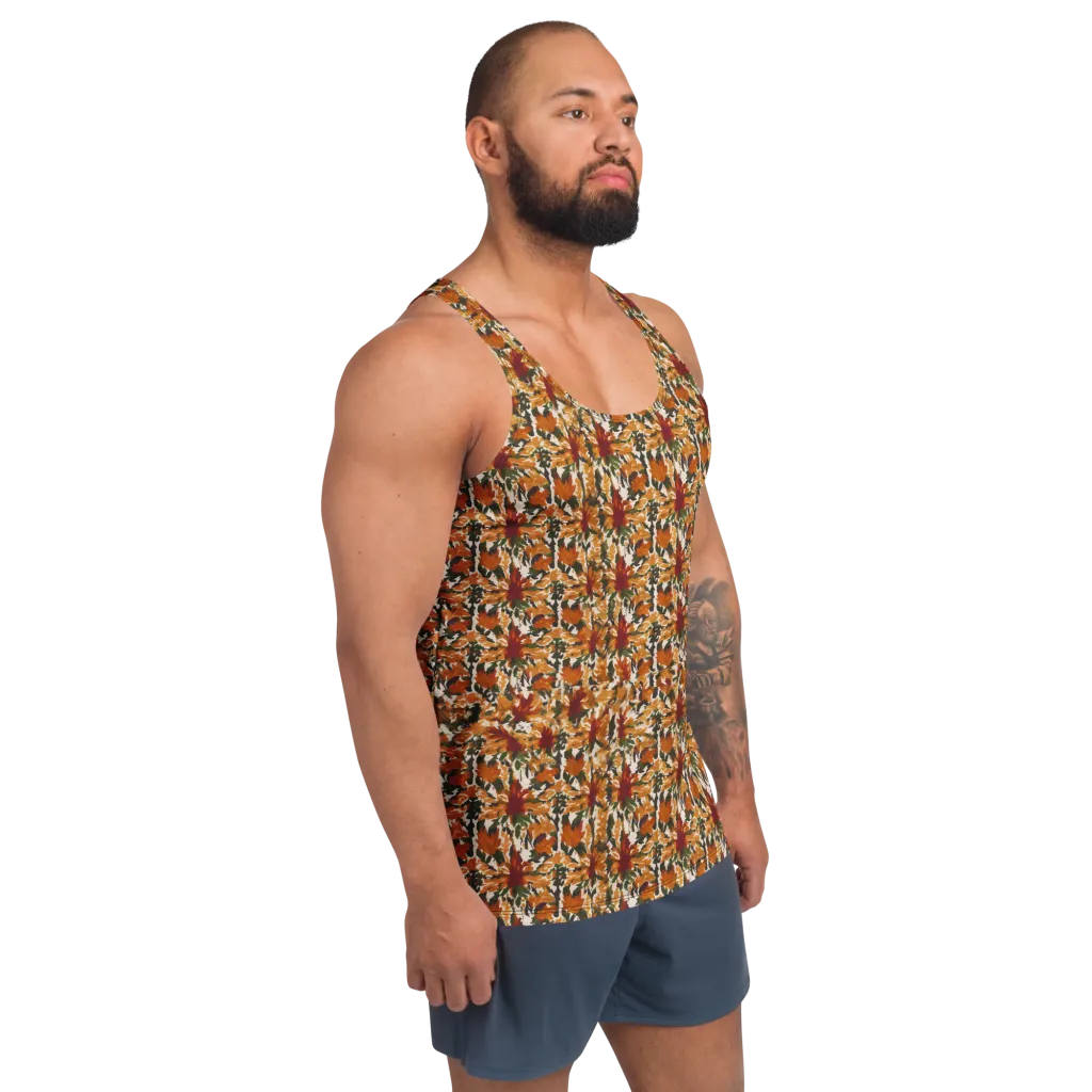 Rust Bloom on Men's Tank Top — Right Front