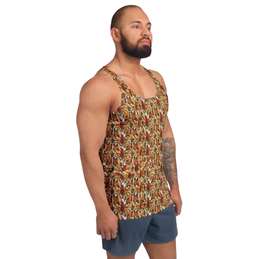 Rust Bloom on a Men's Tank Top