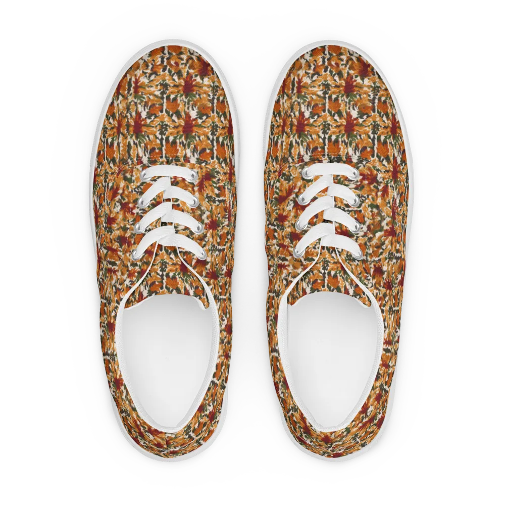 Rust Bloom on Men's Lace-Up Canvas Shoes — Front